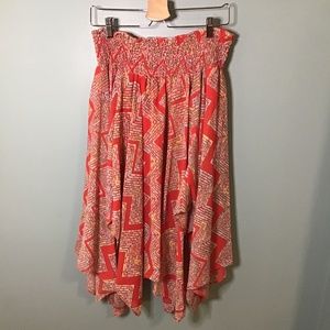 Orange chiffon handkerchief hem skirt